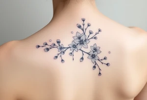 delicate cherry blossoms swirling in spring breeze with petals tattoo idea