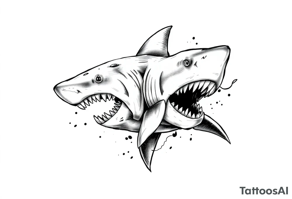 Masculine strong shark flowing tattoo idea
