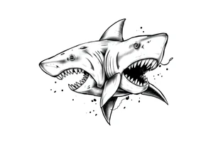 Masculine strong shark flowing tattoo idea