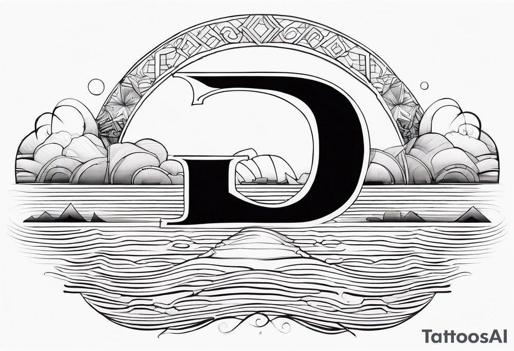 Dawn horizon with the letter D tattoo idea