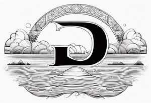 Dawn horizon with the letter D tattoo idea