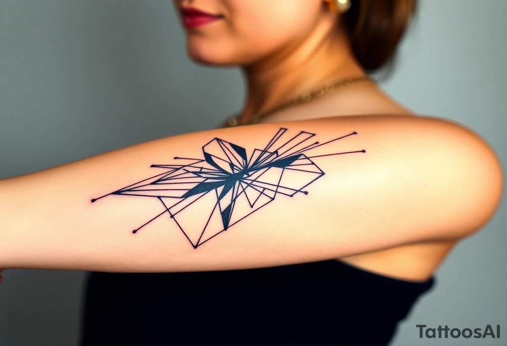 Desenhe uma tatuagem que simbolize uma mulher feminista de 41 anos, mãe de dois filhos homens, independente e filósofa inspirada nas teorias de Deleuze. A tatuagem deve expressar força, liberdade e conexão com a multiplicidade da vida, incorporando elementos abstratos e fluidos, com linhas que sugiram movimento e transformação contínua. Evite clichês e busque um design original e significativo. tattoo idea