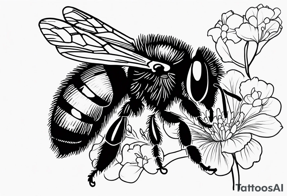 Small tattoo. There’s a hydrangea and a bee but they are not touching. Make the bee smaller than the hydrangea and have the bee off to the side. tattoo idea