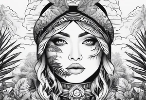 minimalistic jungle vs space with line tattoo idea