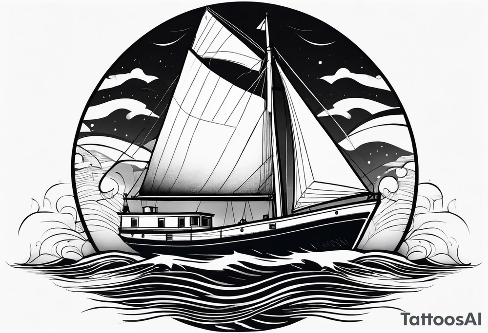 maritime lighthouse in a front view sailboat serving as a mast for a sail. tattoo idea maritime lighthouse in a front view sailboat serving as a mast for a sail. tattoo idea