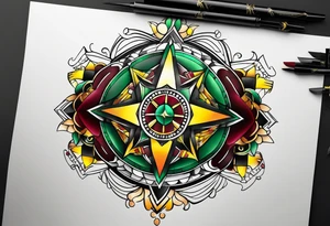 Number 24 with colors green, yellow, maroon and black tattoo idea