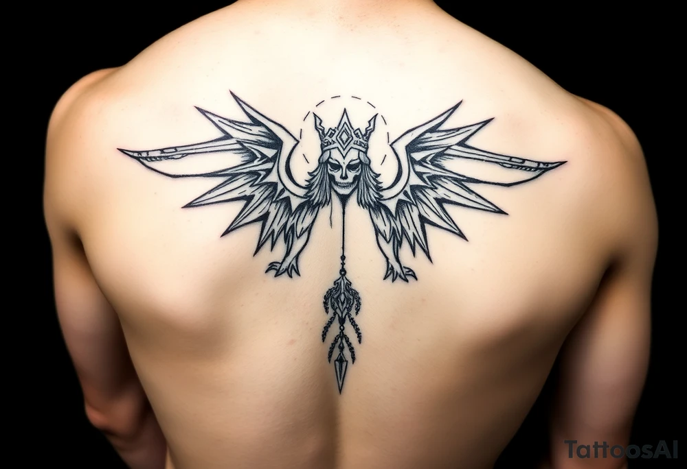 Protection divinity tattoo stencil for leg tattoo idea