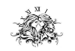 vintage roman numerals with daughters tattoo idea