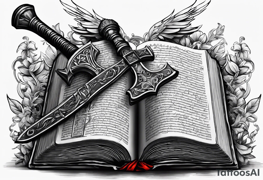 The symbol of Matthias a open Bible and a battle Axe tattoo idea