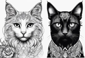 cat, love, angel, demon, peace tattoo idea