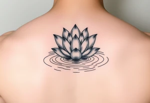 serene lotus flower emerging from sacred waters with ripples tattoo idea
