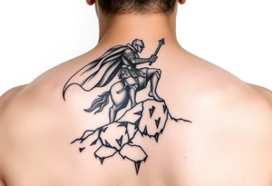 3d Powerful knight on the hillside tattoo idea