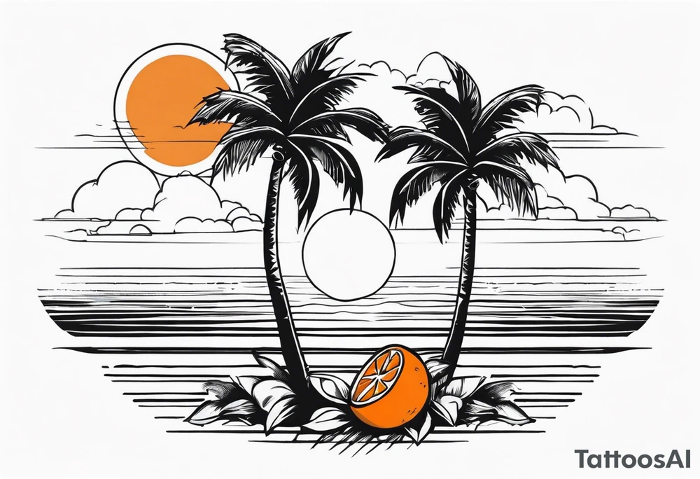 Palm trees oranges beach Florida tattoo idea