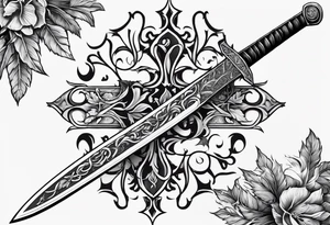 A long skinny sword with leafy vines wrapped around tattoo idea
