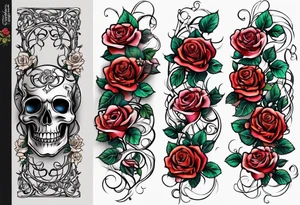 family arm sleeve with roses and infinity vines tattoo idea