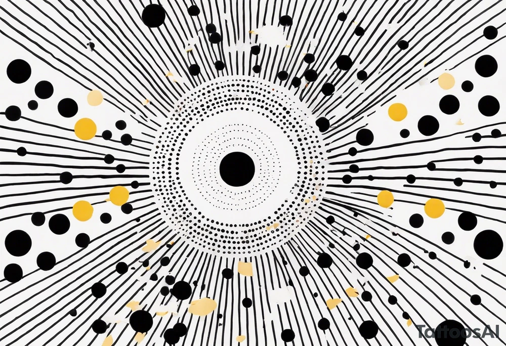 simple sunshine made of black dots with circles tattoo idea