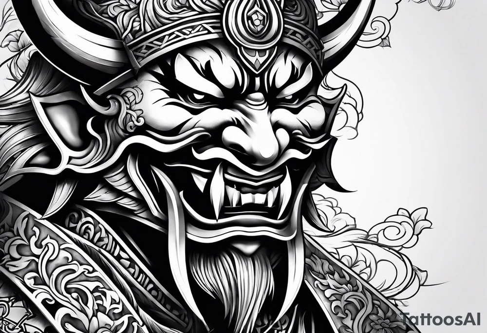 Japanese devil mask tattoo idea