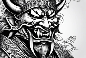 Japanese devil mask tattoo idea