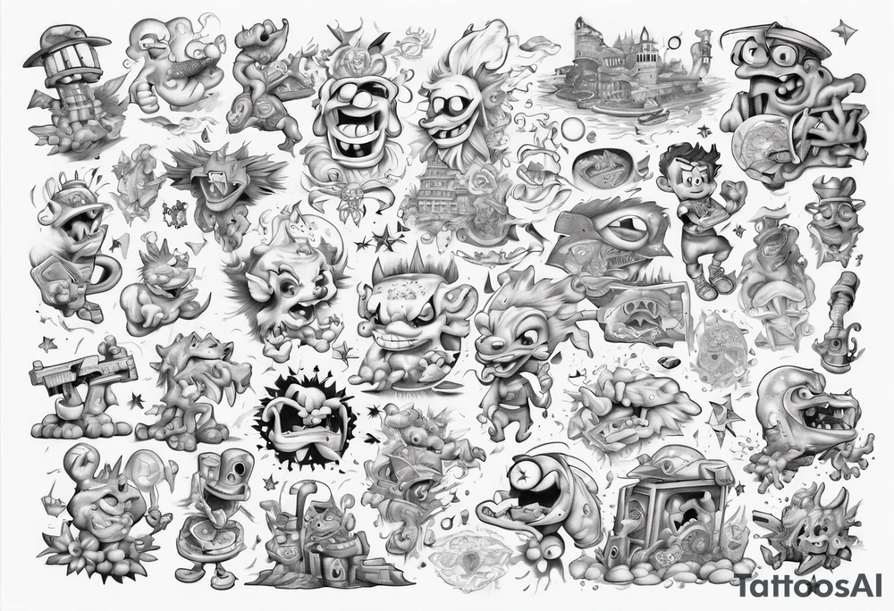 1990 nickelodeon theme montage tattoo idea