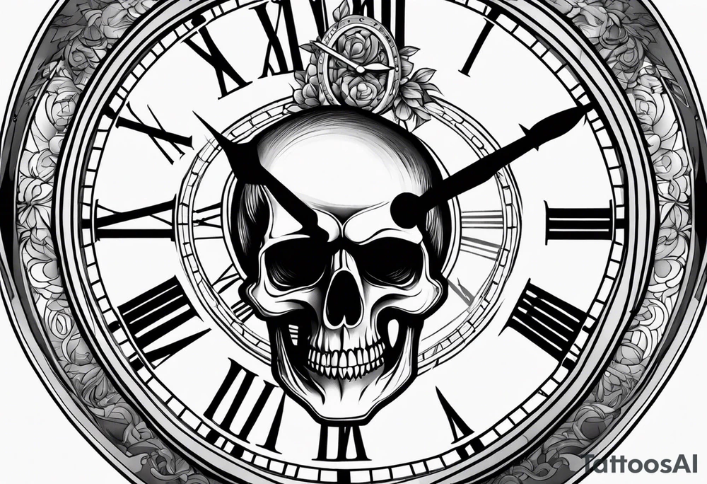 Skull, clock, stairs tattoo idea