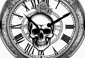 Skull, clock, stairs tattoo idea
