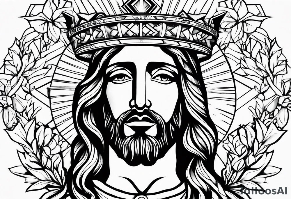 jesus rose crown tattoo idea