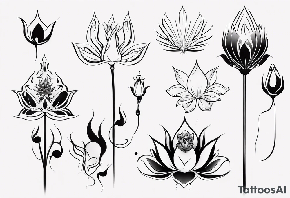 Lotus flower with phoenix tattoo idea