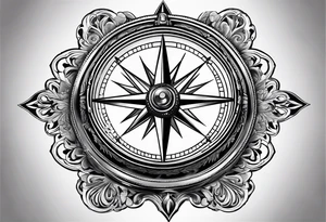 pocket compass opened with signature engraving on the top half inside tattoo idea