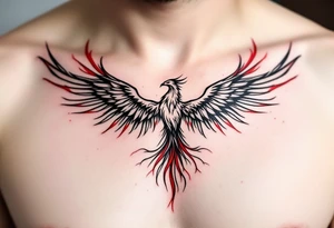 Inked in crimson and charcoal, this tattoo pairs the Latin phrase with a rising phoenix, evoking triumph through pain. tattoo idea