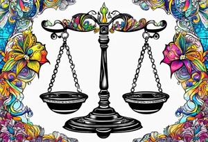 Libra scale with autism awareness pattern tattoo idea