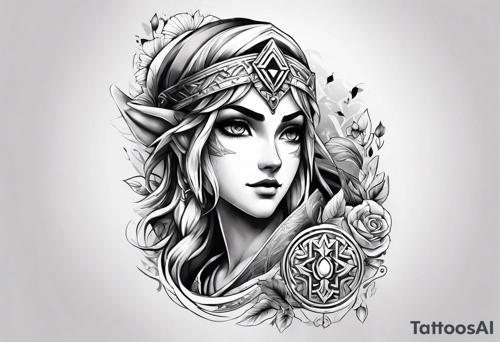 Legend Of Zelda arm sleeve tattoo idea