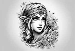 Legend Of Zelda arm sleeve tattoo idea