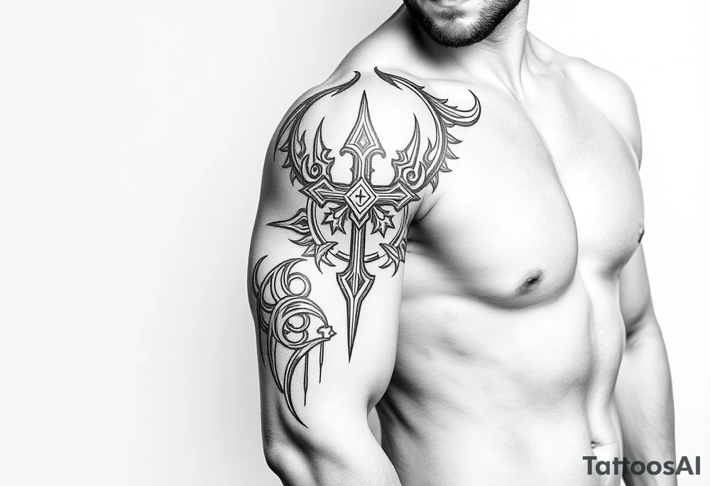 Tribal  religious tattoo idea