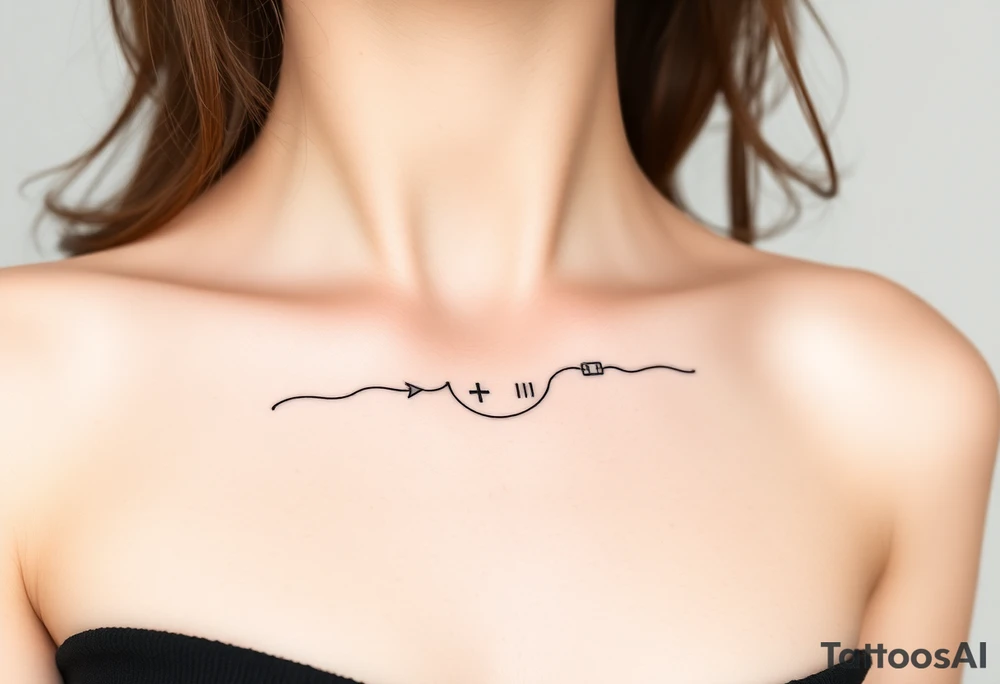 Line tattoo scene with play symbol, pause symbol, stop symbol, rewind symbol, mental health awareness tattoo idea