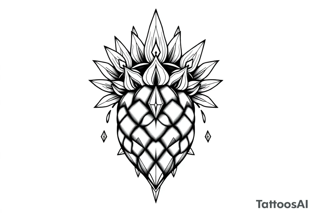 Majestic crown pineapple vagina anus diamonds tattoo idea