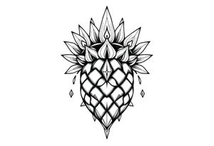 Majestic crown pineapple vagina anus diamonds tattoo idea