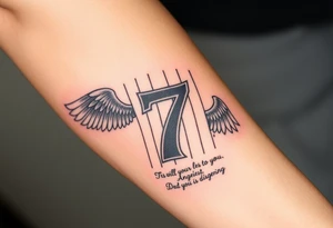 the number seven and a yankee jersey then add angle wings and a Bible verse tattoo idea