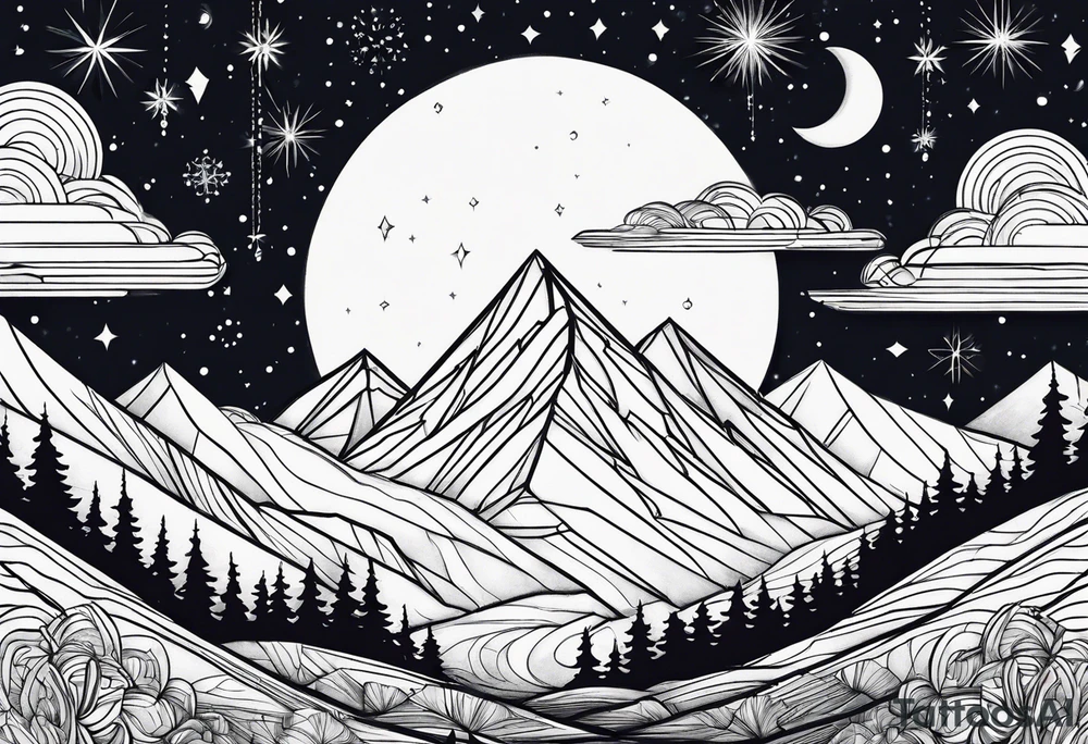 Winter night sky tattoo idea