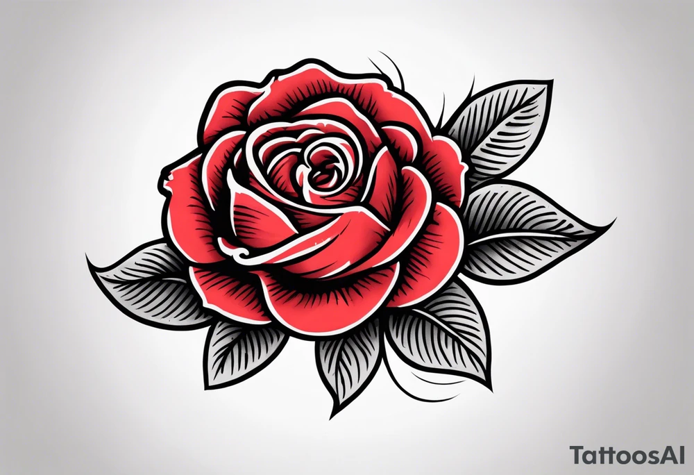 traditional rose red tattoo idea