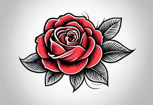 traditional rose red tattoo idea