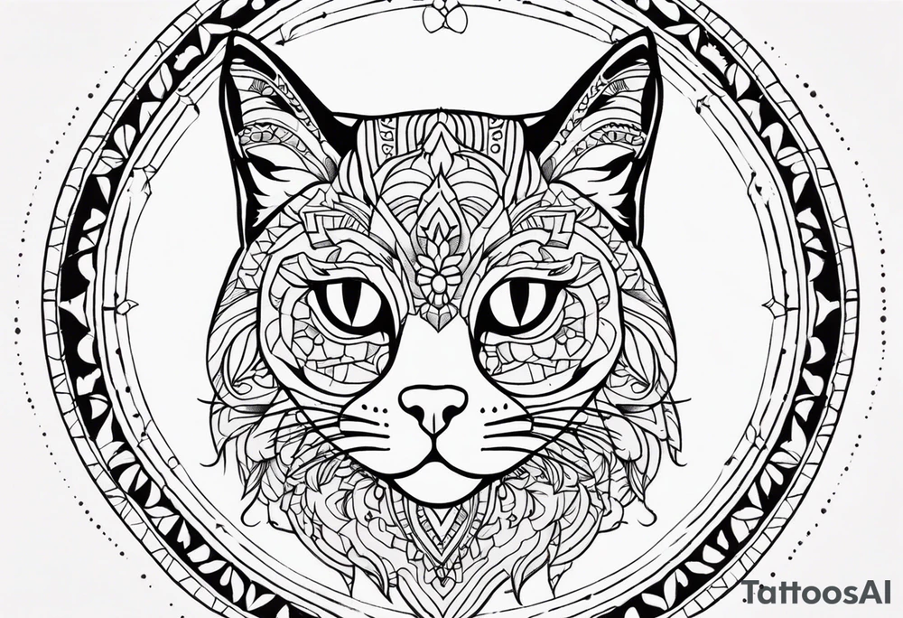 Cat mandala tattoo idea