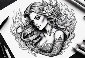 skeleton mermaid tattoo idea