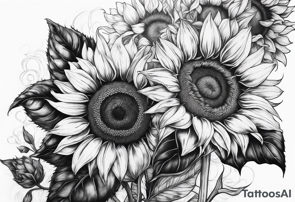 Sunflower arm sleeve tattoo idea