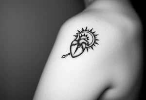 human heart chained within sun and moon tattoo idea