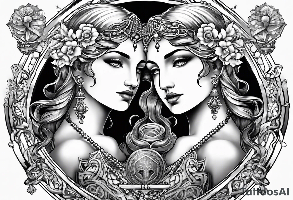 Janus, Aquarius, rosary tattoo idea