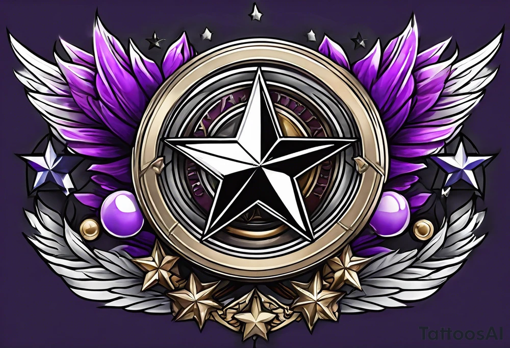 Build tattoo with actual silver star, purple heart and world war  1 medals, including patriotism tattoo idea