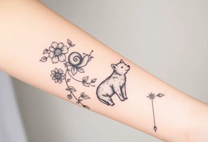 flowers on the vine. Include a snail, turtle, fox, and bear tattoo idea