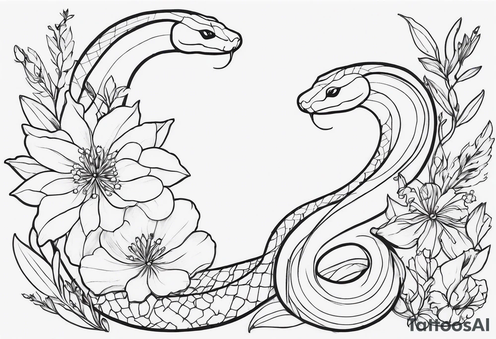 Snakes and wild flower tattoo idea