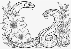 Snakes and wild flower tattoo idea