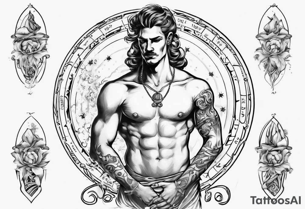 The Zodiac sign Aquarius in Human male form . tattoo idea